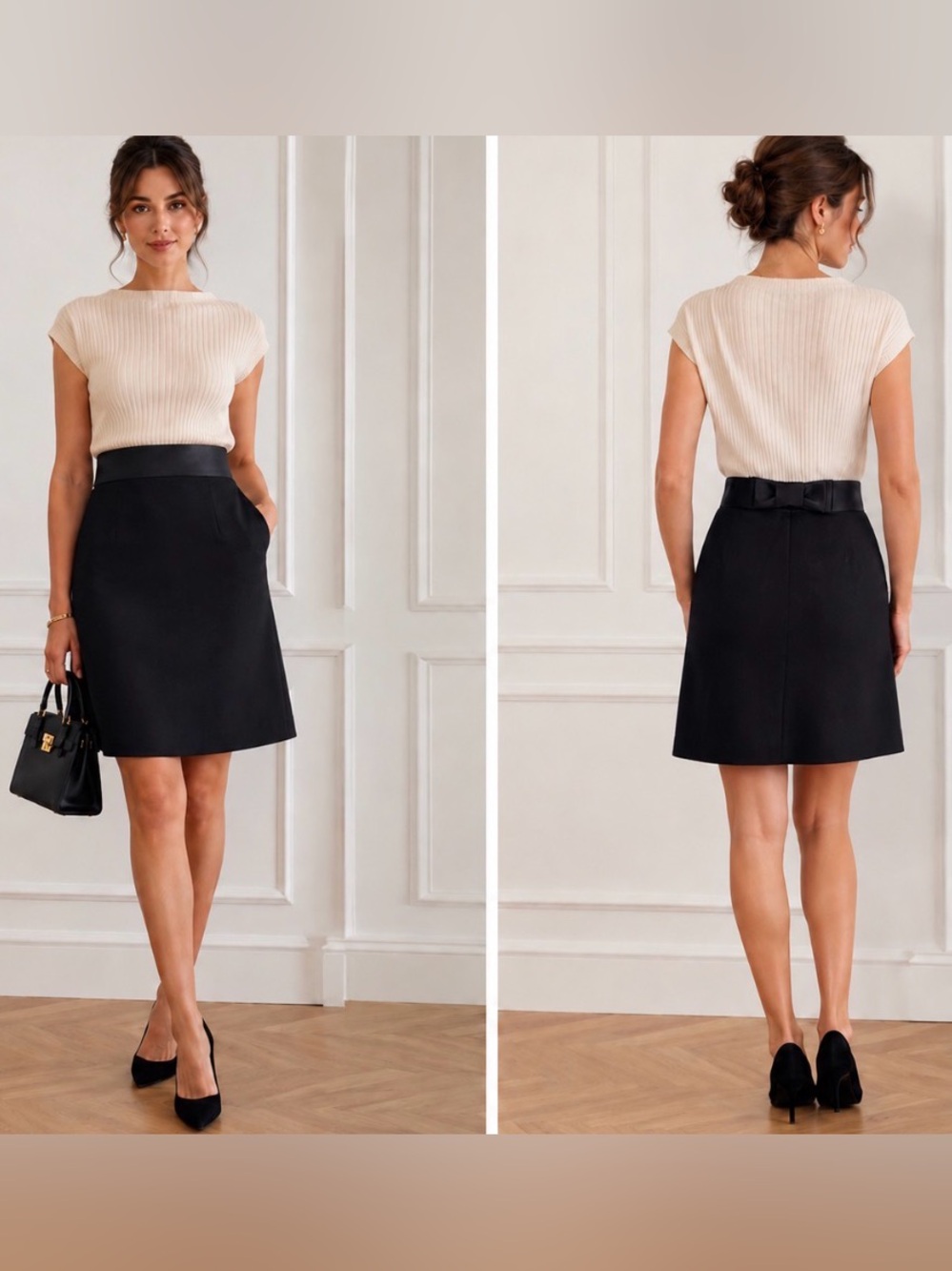 kate spade Black A-Line Skirt with Bow Waist Size 8